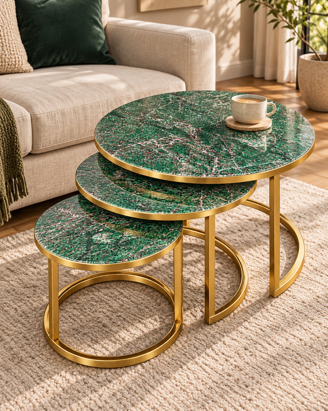 A B&K statement table styled in a warm, welcoming living room